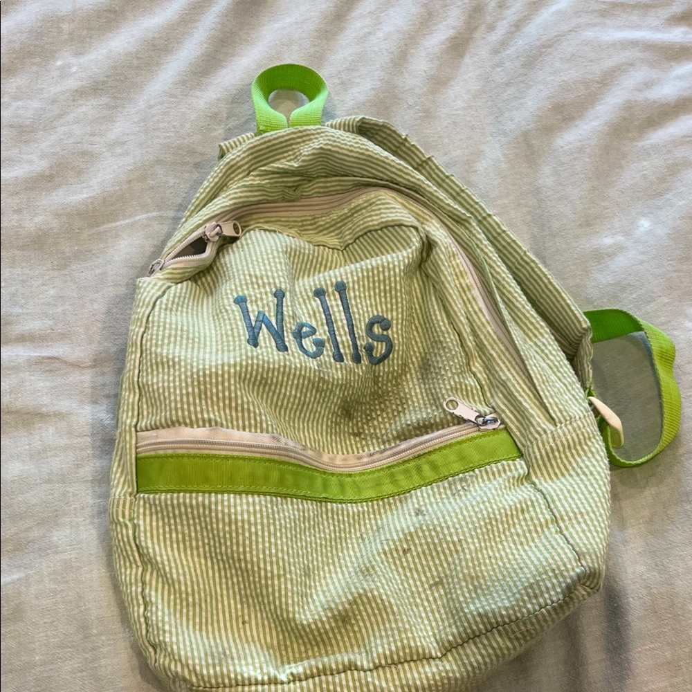 Green Striped Kids Backpack
